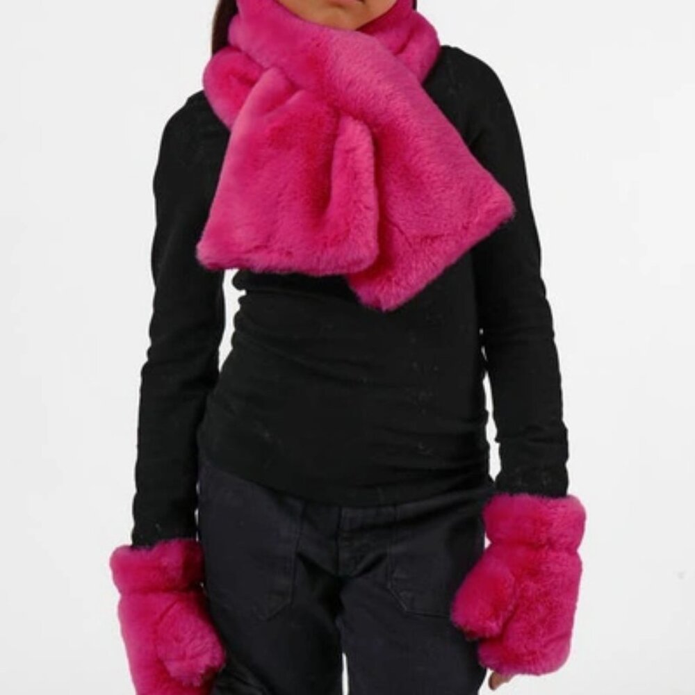 Apparis Kids Faux Fur Scarf and Glove Set